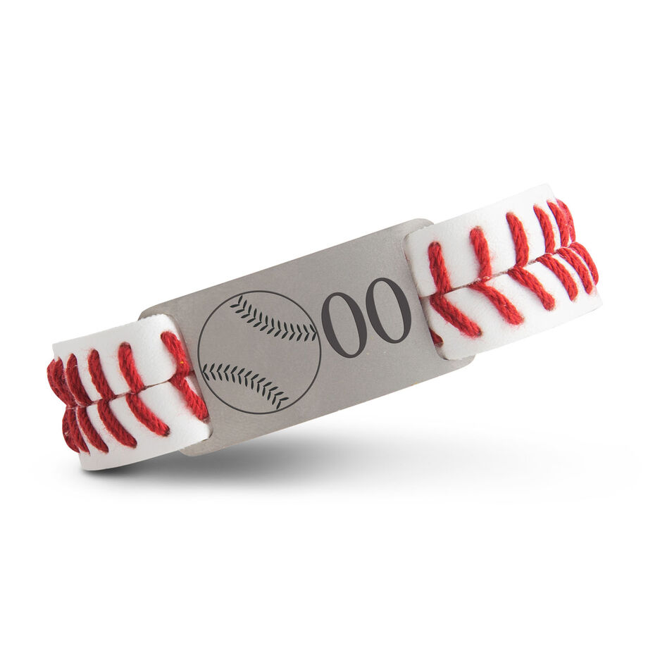Authentic Baseball Leather Bracelet with Slider - Custom Number | ChalkTalkSPORTS