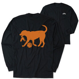 Basketball Tshirt Long Sleeve - Baxter The Basketball Dog (Back Design)