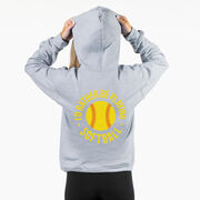 Softball Hooded Sweatshirt - I'd Rather Be Playing Softball Distressed (Back Design)