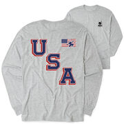 Hockey Tshirt Long Sleeve - Hockey USA Gold (Back Design)