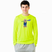 Guys Lacrosse Long Sleeve Performance Tee - Laxer the Lacrosse Dog