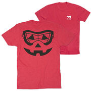 Girls Lacrosse Short Sleeve Tee - Lacrosse Goggle Pumpkin Face (Back Design)