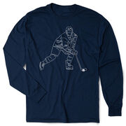 Hockey Tshirt Long Sleeve - Hockey Player Sketch