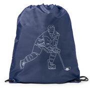 Hockey Drawstring Backpack - Hockey Player Sketch