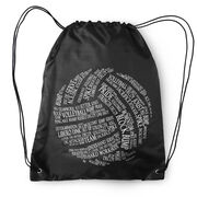 Volleyball Drawstring Backpack Volleyball Words