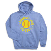 Softball Hooded Sweatshirt - I'd Rather Be Playing Softball Distressed