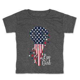 Girls Lacrosse Toddler Short Sleeve Shirt - Patriotic Lax Girl