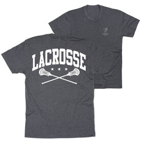 Guys Lacrosse Short Sleeve T-Shirt - Crossed Sticks (Back Design)