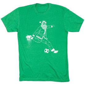 Soccer Short Sleeve T-Shirt - Santa Player [Adult X-Small/Green] - SS