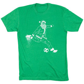 Soccer Short Sleeve T-Shirt - Santa Player [Green/Adult Large] - SS