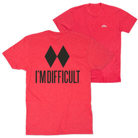 Skiing Short Sleeve T-Shirt - I'm Difficult (Back Design) [Adult Medium/Red] - SS