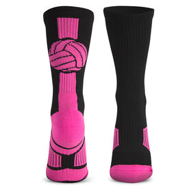 Volleyball Woven Mid-Calf Socks - Superelite (Black/Pink/Fuchsia)