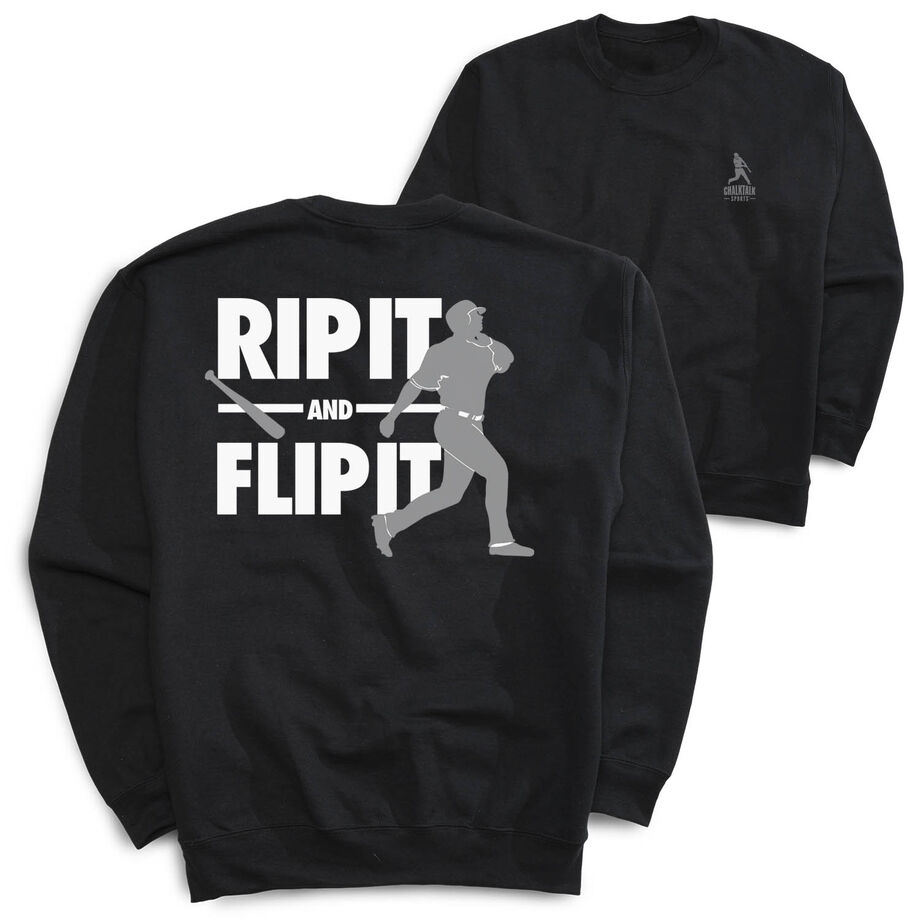 Baseball Crewneck Sweatshirt - Rip It Flip It (Back Design)