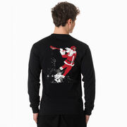 Guys Lacrosse Tshirt Long Sleeve - Santa Laxer (Back Design)