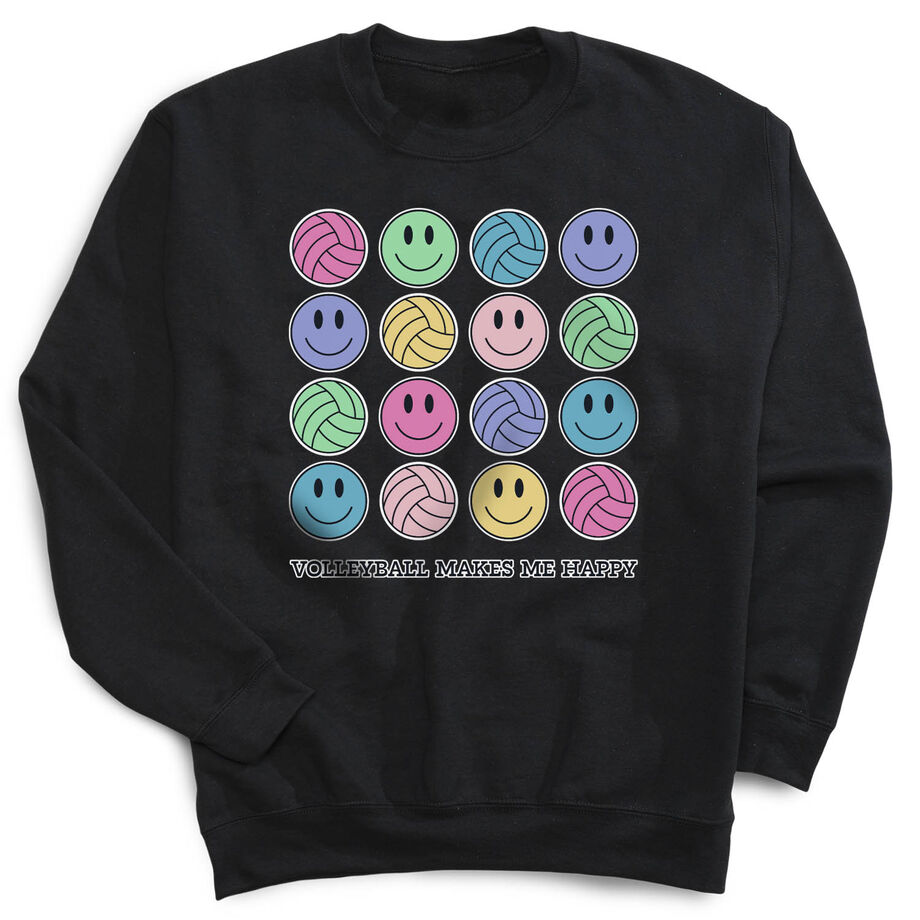 Volleyball Crewneck Sweatshirt - Volleyball Makes Me Happy