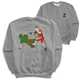 Guys Lacrosse Crewneck Sweatshirt - Checking It Twice Lacrosse (Back Design)