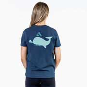 Girls Lacrosse Short Sleeve T-Shirt - Chevron Lax Whale (Back Design)