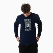 Guys Lacrosse Tshirt Long Sleeve - Raised In a Cage