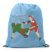 Guys Lacrosse Drawstring Backpack - Checking It Twice Lacrosse