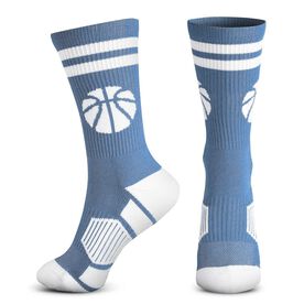 Basketball Woven Mid-Calf Socks - Ball (Carolina Blue/White)
