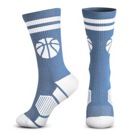 Basketball Woven Mid-Calf Socks - Ball (Carolina Blue/White)