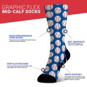 Baseball Graphic Flex Mid-Calf Socks - Pop Fly