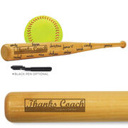 Softball Mini Engraved Bat Thanks Coach (SIGN ME)