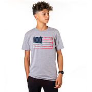 Guys Lacrosse Short Sleeve T-Shirt - American Flag