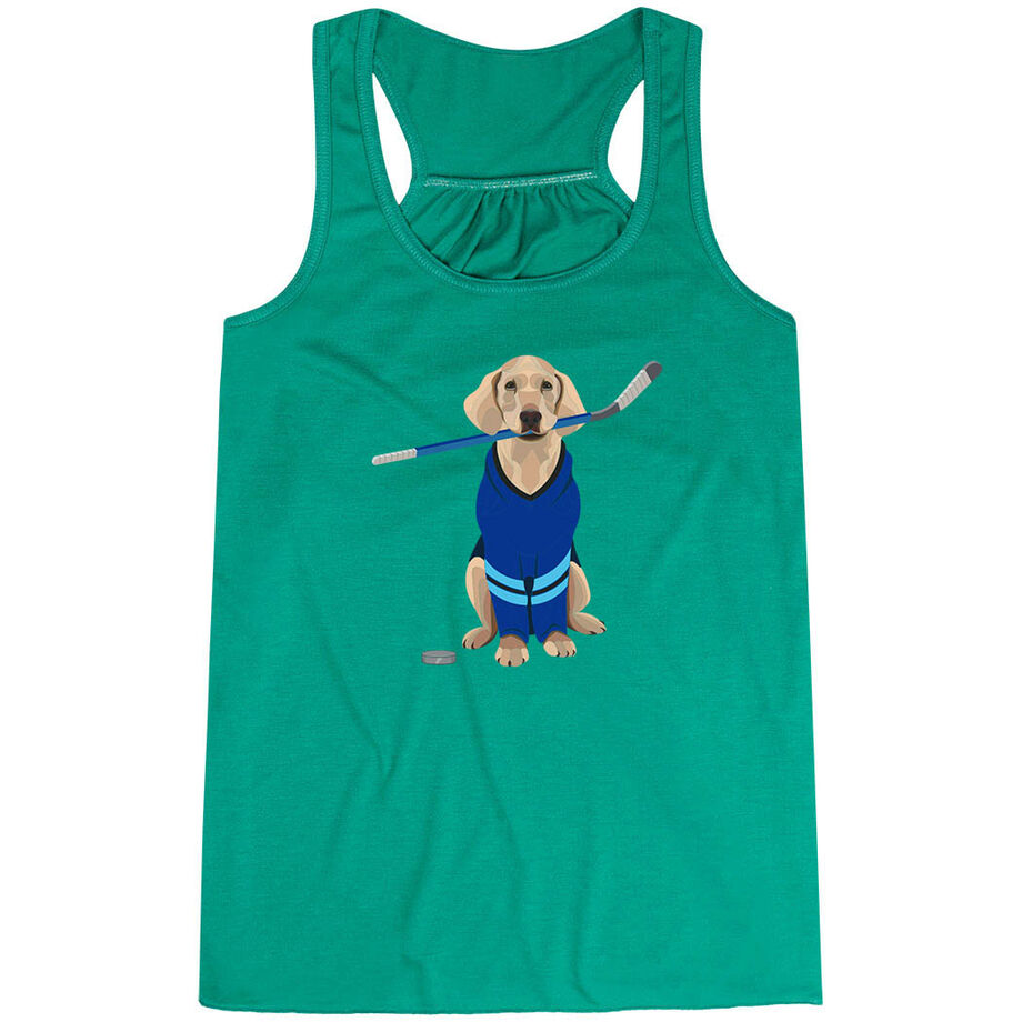 Hockey Flowy Racerback Tank Top - Puck The Hockey Dog