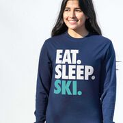 Skiing & Snowboarding Tshirt Long Sleeve - Eat. Sleep. Ski