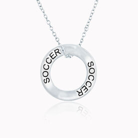 Sterling Silver Soccer Message Ring Necklace
