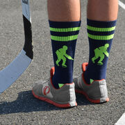 Hockey Woven Mid-Calf Socks - Player (Blue/Neon Yellow)