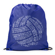 Volleyball Drawstring Backpack Volleyball Words