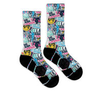 Girls Lacrosse Graphic Flex Mid-Calf Socks - Lax Girl Life