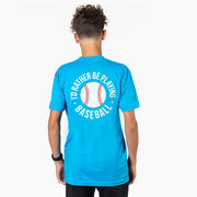 Baseball Short Sleeve T-Shirt - I'd Rather Be Playing Baseball Distressed (Back Design)