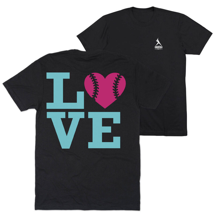 Softball Short Sleeve T-Shirt - Love (Back Design)