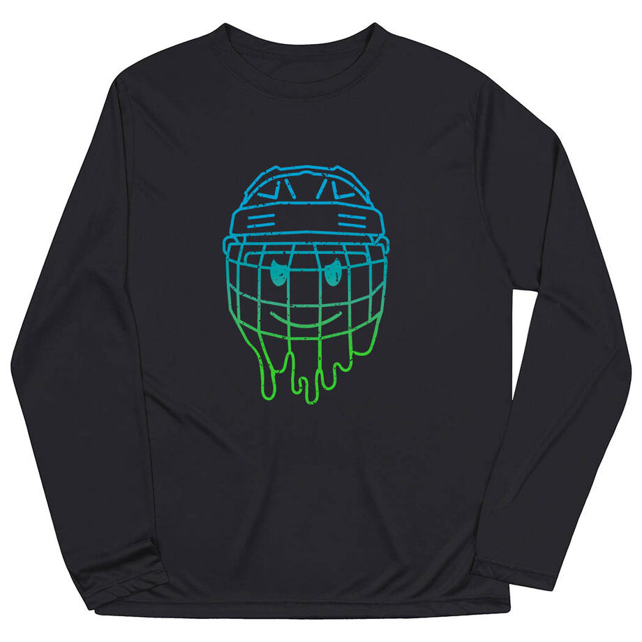 Hockey Long Sleeve Performance Tee - Have An Ice Day Smiley