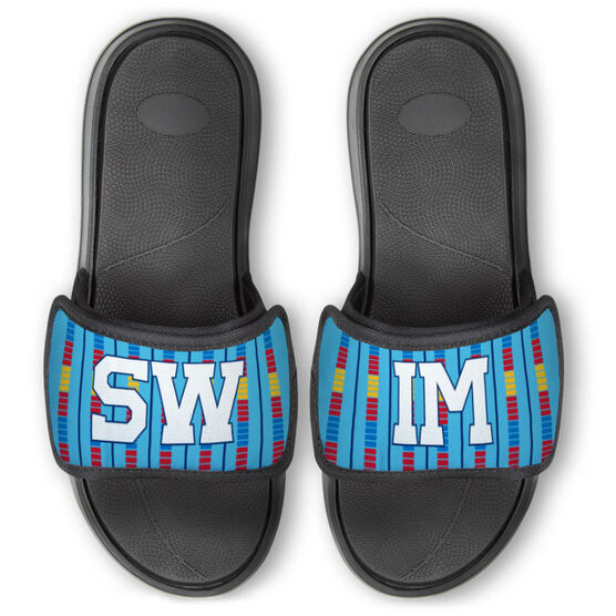 Swimming Repwell&reg; Slide Sandals - Swim Lanes with Text