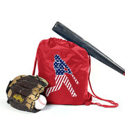 Baseball Drawstring Backpack - Baseball Stars and Stripes Player