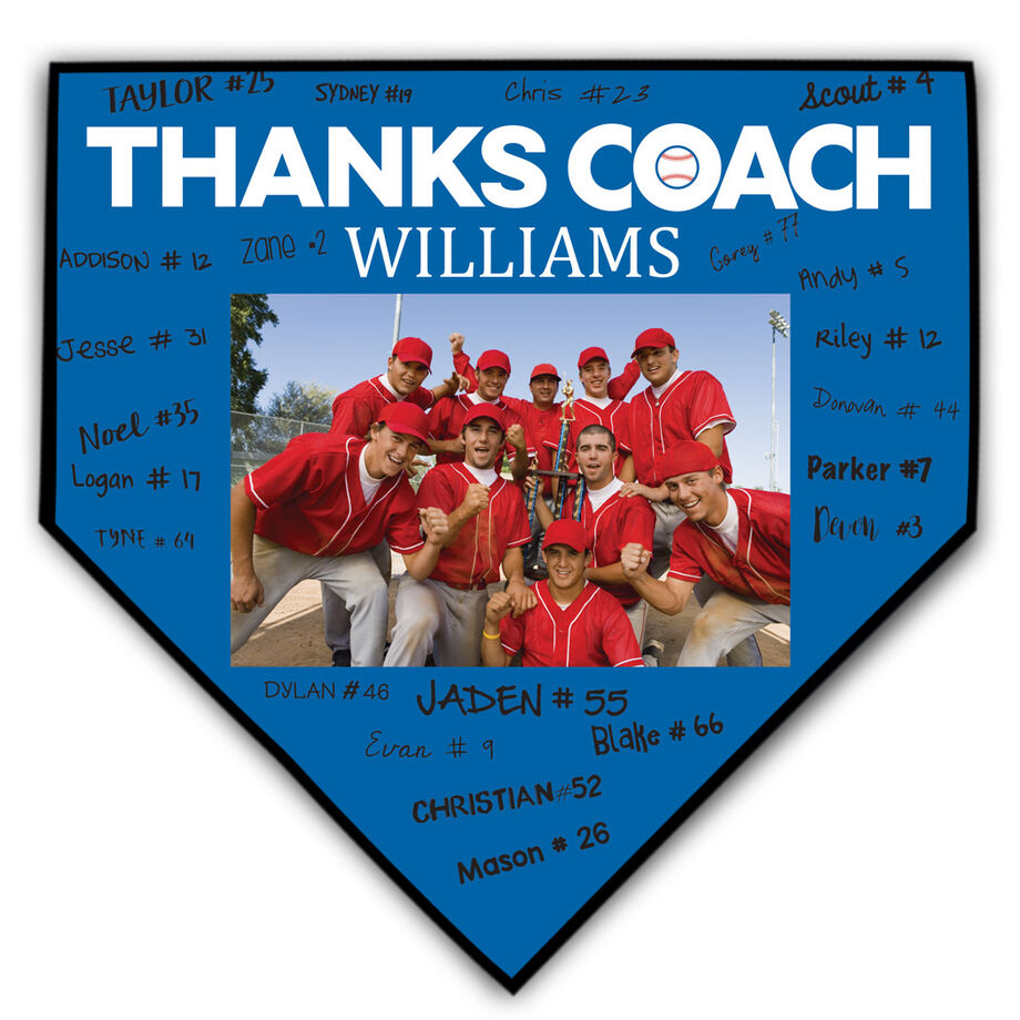 Baseball Home Plate Plaque - Thank You Coach Photo Autograph