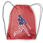 Baseball Drawstring Backpack - Baseball Stars and Stripes Player