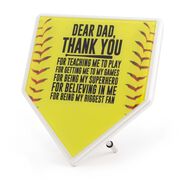 Premier Wooden Softball Home Plate Plaque - Dear Dad