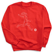 Soccer Crewneck Sweatshirt - Soccer Girl Player Sketch