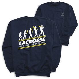 Guys Lacrosse Crewneck Sweatshirt - Evolution of Lacrosse (Back Design)