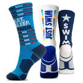 Swimming Woven Mid-Calf Sock Set - Born to Swim