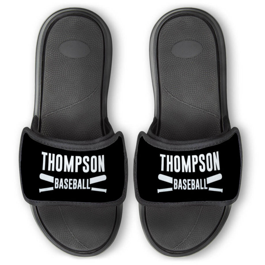 Baseball Repwell&reg; Slide Sandals - Personalized Team Name with Bats - Personalization Image