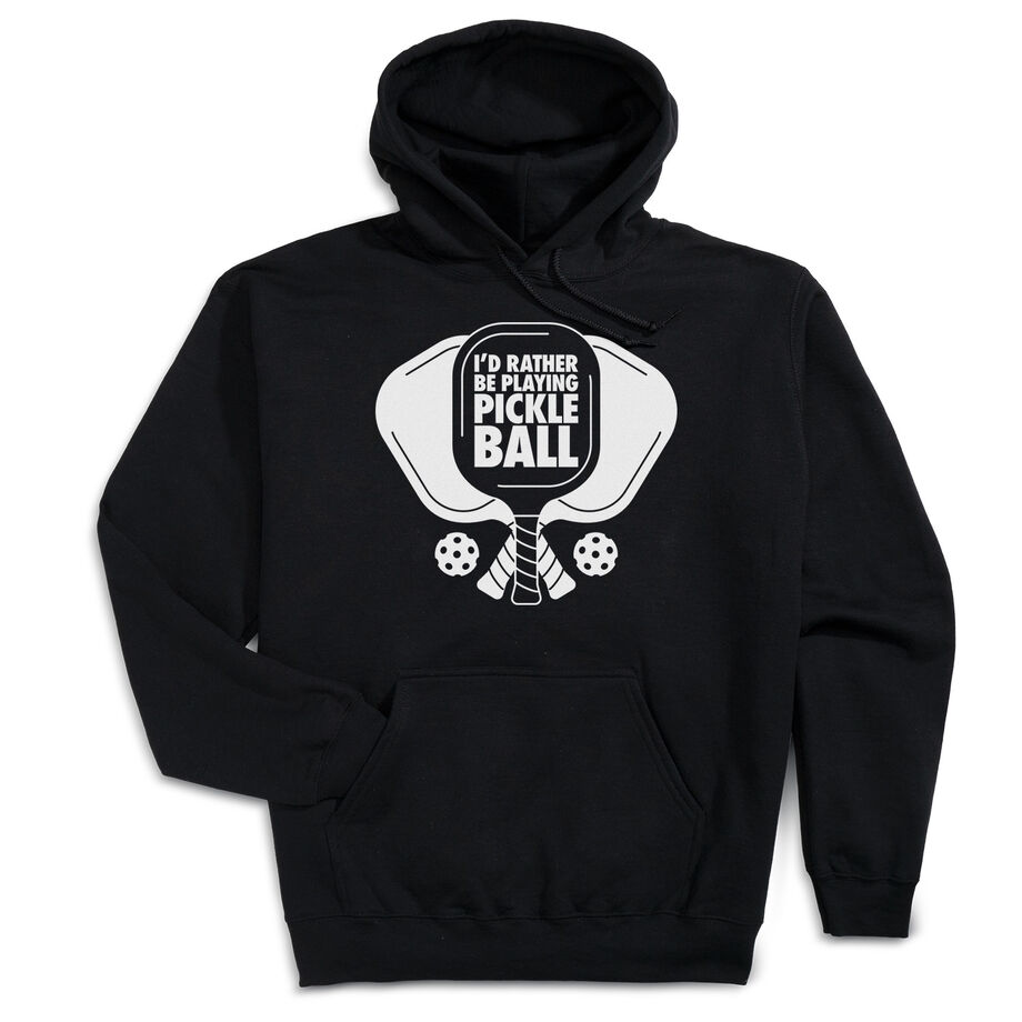 Pickleball Hooded Sweatshirt - I'd Rather Be Playing Pickleball [Adult X-Large/Black] - SS