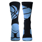 Basketball Woven Mid-Calf Socks - Ball Wrap (Black/Carolina Blue)