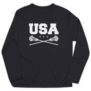 Guys Lacrosse Long Sleeve Performance Tee - USA
