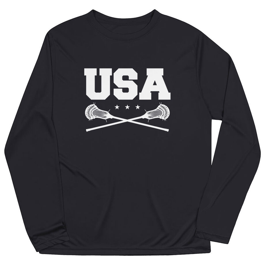 Guys Lacrosse Long Sleeve Performance Tee - USA